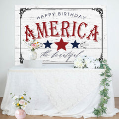 Lofaris America Star Retro Grey Wood Grain Birthday Backdrop