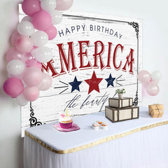 Lofaris America Star Retro Grey Wood Grain Birthday Backdrop