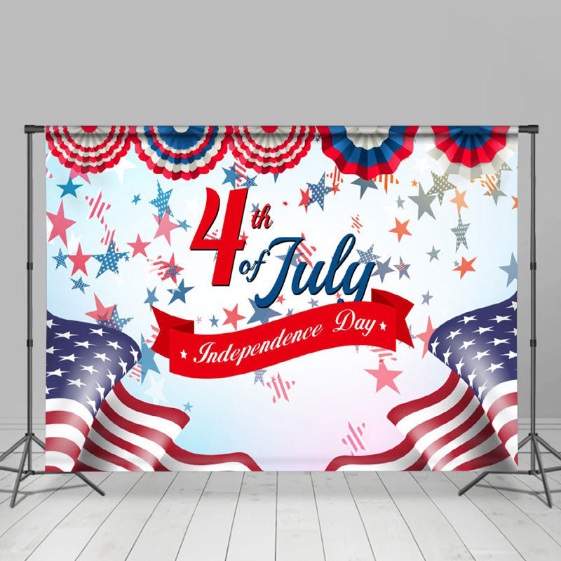 Lofaris American Flag Blue Red Stars 4th Of July Backdrop