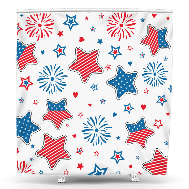 Lofaris American Flag Blue Red Stars Spark Shower Curtain