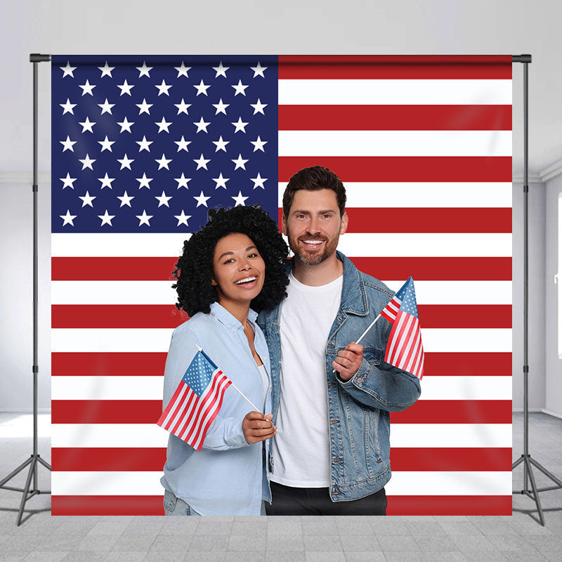 Lofaris American Flag Custom Photo Independence Day Backdrop