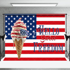 Lofaris American Flag Ice Cream Hello Sweet Freedom Backdrop