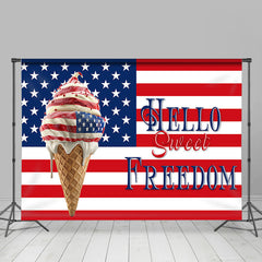 Lofaris American Flag Ice Cream Hello Sweet Freedom Backdrop