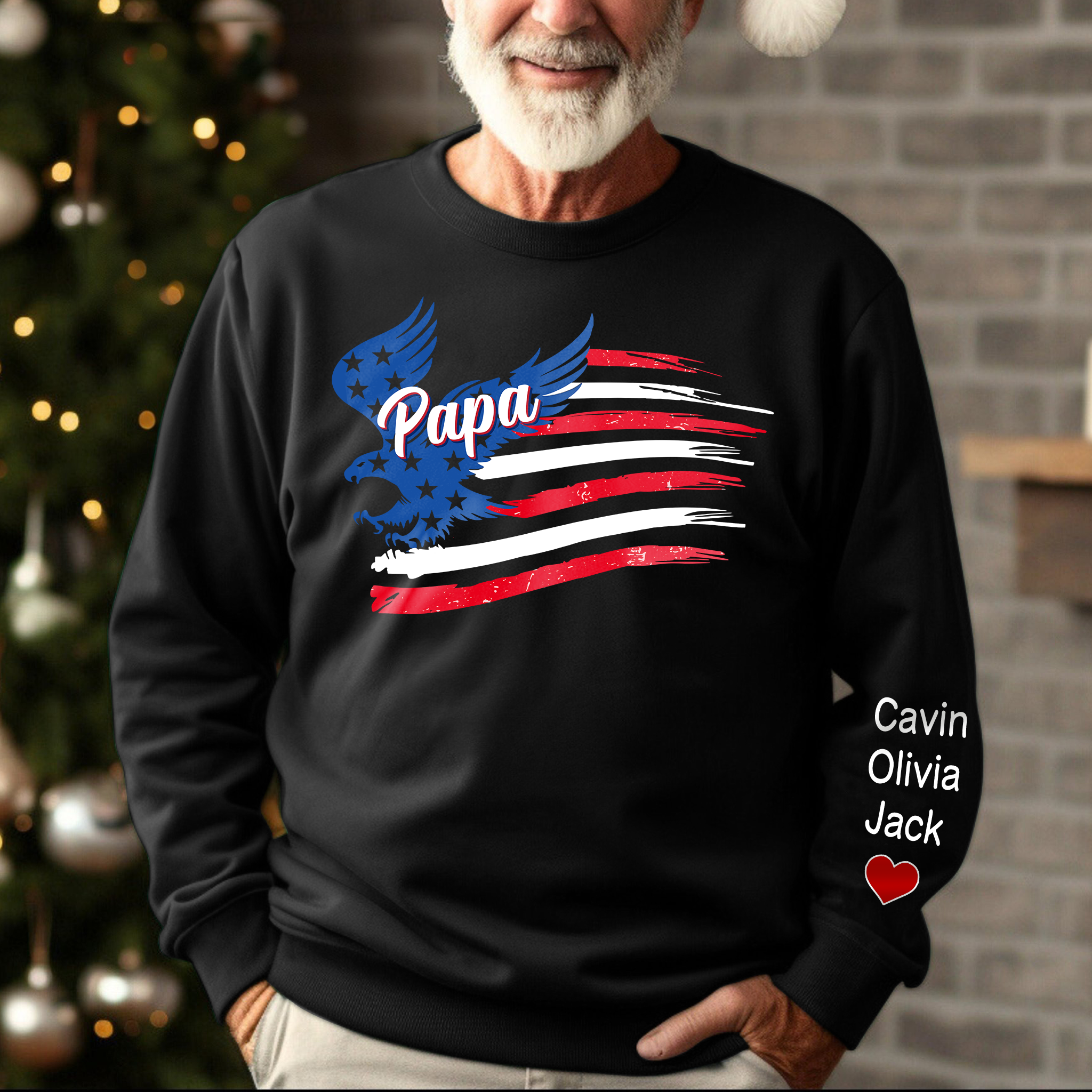 Lofaris Personalized Papa American Flag Custom And Kids Sweatshirt