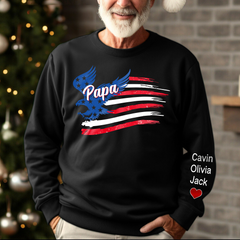 Lofaris Personalized Papa American Flag Custom And Kids Sweatshirt