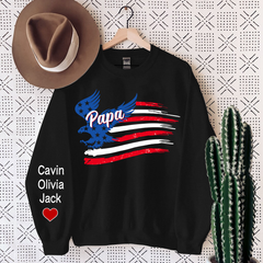 Lofaris Personalized Papa American Flag Custom And Kids Sweatshirt