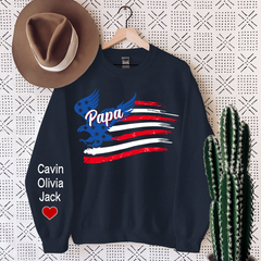 Lofaris Personalized Papa American Flag Custom And Kids Sweatshirt