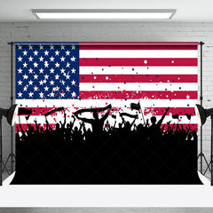 Lofaris American Flag People Cheer Independence Day Backdrop