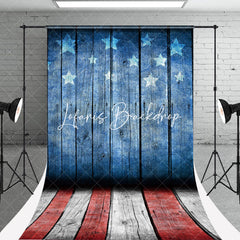 Lofaris American Flag Plank Floor Sweep Photography Backdrop