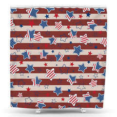 Lofaris American Flag Star Red White Stripe Shower Curtain