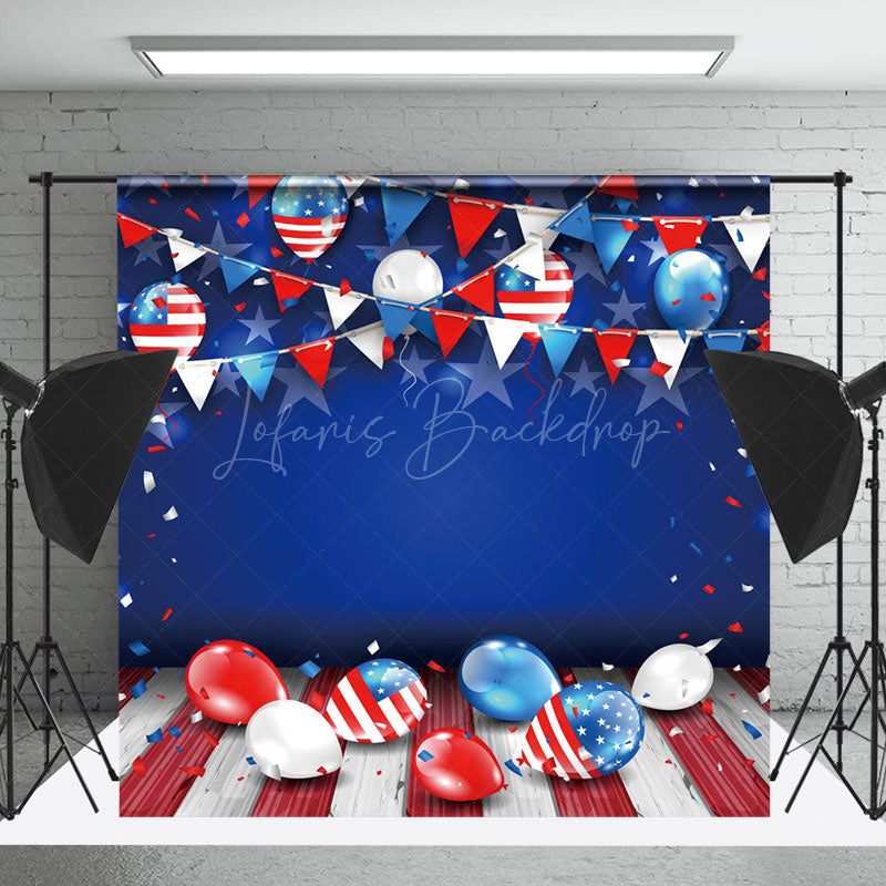 Lofaris American Flag Stars Balloons Cake Smash Backdrop