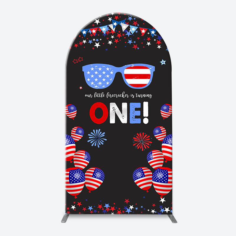 Lofaris American Flag Stars Glasses Arch 1st Birthday Backdrop