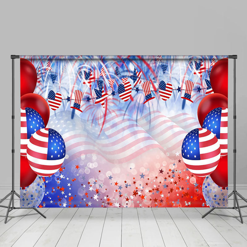 Lofaris American Flag Stars Sparks Bokeh 4th of July Backdrop