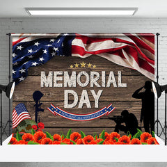 Lofaris American Flag Wood Floral Star Memorial Day Backdrop