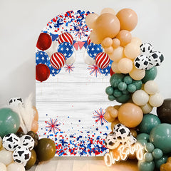 Lofaris American Flag Wooden Independence Day Arch Backdrop