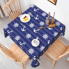 Lofaris Anchor Steering Blue Stripe Dining Square Tablecloth