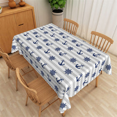 Lofaris Anchor Steering Pattern Stripe Rectangle Tablecloth