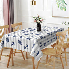 Lofaris Anchor Steering Pattern Stripe Rectangle Tablecloth