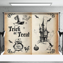 Lofaris Ancient Book Trick Or Treat Happy Halloween Backdrop