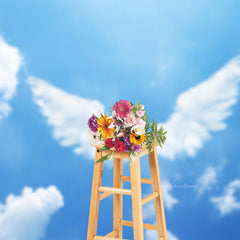 Lofaris Angel Wings Blue Sky White Cloud Funeral Backdrop