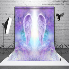 Lofaris Angel Wings Purple Heaven Light Memorial Backdrop