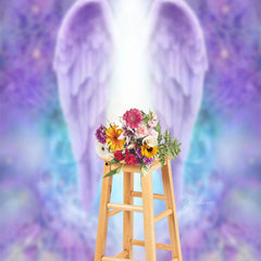 Lofaris Angel Wings Purple Heaven Light Memorial Backdrop