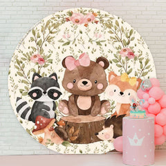 Lofaris Animal Floral Leaves Round Backdrop For Birthday