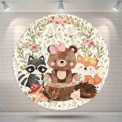 Lofaris Animal Floral Leaves Round Backdrop For Birthday