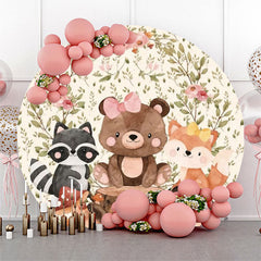 Lofaris Animal Floral Leaves Round Backdrop For Birthday