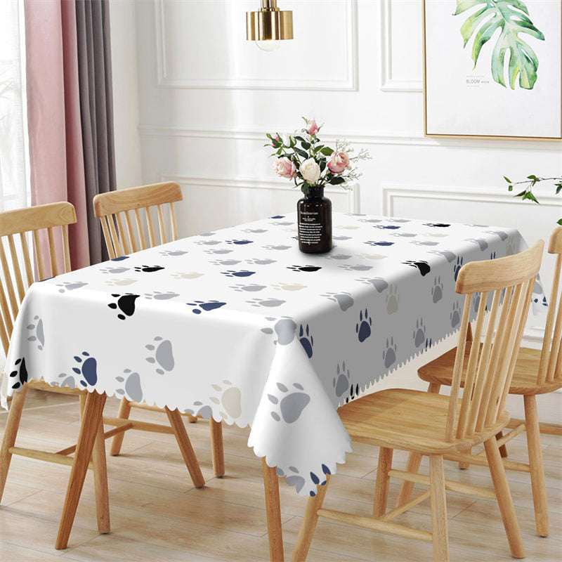 Lofaris Animal Footprint Claw Prints Kitchen Tablecloth