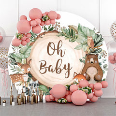 Lofaris Animal Jungle Wood Oh Round Baby Shower Backdrop