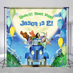 Lofaris Animals Balloon Car Moon Custom Birthday Backdrop