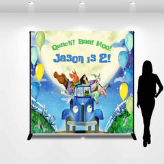 Lofaris Animals Balloon Car Moon Custom Birthday Backdrop