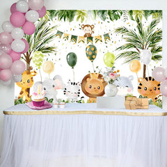 Lofaris Animals Balloon Tree Monstera Baby Shower Backdrop