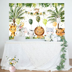 Lofaris Animals Balloon Tree Monstera Baby Shower Backdrop