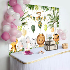 Lofaris Animals Balloon Tree Monstera Baby Shower Backdrop