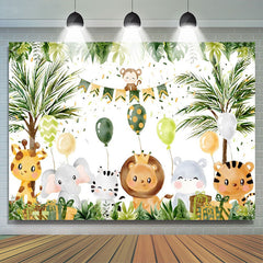 Lofaris Animals Balloon Tree Monstera Baby Shower Backdrop