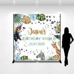 Lofaris Animals Celebration Leaves Custom Birthday Backdrop