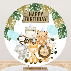 Lofaris Animals Leaves Balloons Circle Birthday Backdrop