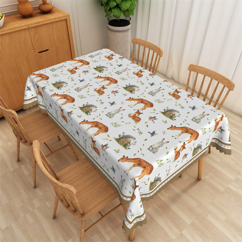 Lofaris Animals Patterns Step And Repeat White Tablecloth