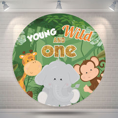 Lofaris Animals Young Wild One 1st Birthday Circle Backdrop