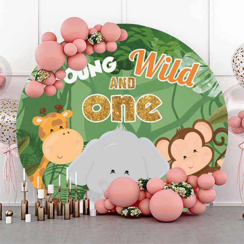 Lofaris Animals Young Wild One 1st Birthday Circle Backdrop