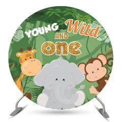 Lofaris Animals Young Wild One 1st Birthday Circle Backdrop