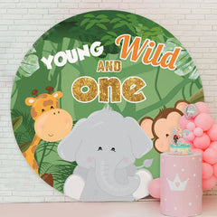 Lofaris Animals Young Wild One 1st Birthday Circle Backdrop