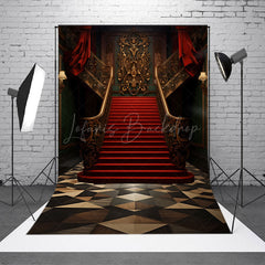 Lofaris Antique Red Stairs Curtain Indoor Photoshoot Backdrop