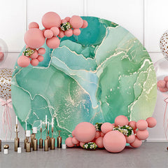 Lofaris Aqua Green Golden Marble Round Birthday Backdrop