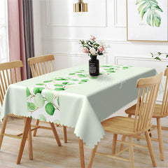 Lofaris Aqua Green Leaves Branch Spring Rectangle Tablecloth