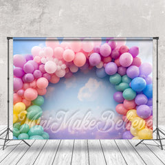 Lofaris Arch Balloon Blue Sky Birthday Cake Smash Backdrop