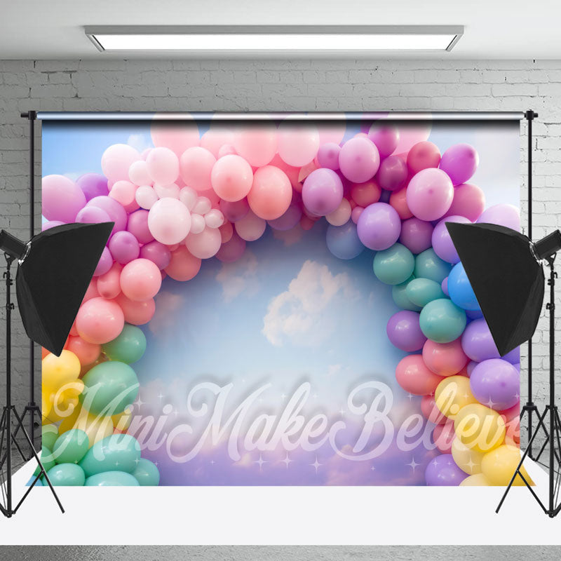 Lofaris Arch Balloon Blue Sky Birthday Cake Smash Backdrop