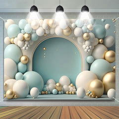 Lofaris Arch Balloons Blue Wall Birthday Cake Smash Backdrop